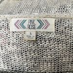 Pink Rose Cotton Blend Shawl Collar Cardigan In Oatmeal & Olive Stripe Size L Photo 4