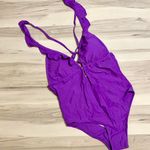Boutique Purple plunge ruffled one piece swimsuit Photo 3