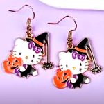 Sanrio HK witch earrings spooky halloween hello kitty cute pumpkin drop dangle gift new Photo 0