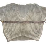 Vintage Croquet Club VTG Sweater Cream White Open Loose Knit DeepV Small Acrylic Photo 5