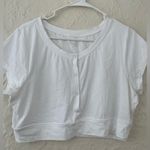 Aerie OFFLINE By  Real Me Henley Neck Cropped T- Shirt White Button Size XL Photo 1