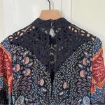 Farm Rio NWT Anthropologie +  Crochet Long Sleeve Boho Maxi Dress in Navy Blue Photo 6