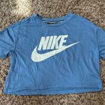 Nike Blue Cropped Tee with White Logo Photo 0