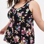 Torrid 1 Plus Size Super Soft Scoop Neck Button Front Fit and Flare Tank Floral Photo 2