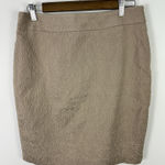 Loft  Pencil Skirt Womens 6 Taupe Jacquard Textured Quiet Luxury Old Money Career Photo 0