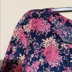 🎄Napa Valley Pink and Navy Floral Long Sleeve Top Size L Photo 3