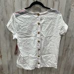 NWT Sherpa Kiran Embroidery Button Back Top Hemp Tencel Size M Photo 7