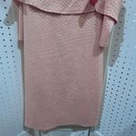 Audrey Ann Pink Textured Cold Shoulder Ruffle Dress Metallic Patterned Size M Photo 7