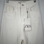 ZARA  High Rise Slim Leg Mom Ankle Rigid Jeans‎ White Denim Women’s Size 0 NWT Photo 3