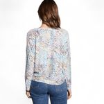 NWT Cozy Knit Cropped Long Sleeve Drop Shoulder Hi Lo V Neck Pullover Small Blue Photo 1