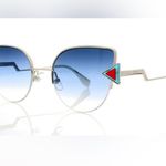 Fendi FF 0242/S SCB/NE Cat-Eye Sunglasses SILVER BLUE / Blue Gradient 52mm Photo 3