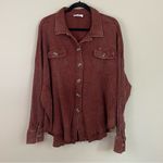 Zenana Outfitters Acid Wash‎ Oversized Lightweight Waffle Knit Button Up Shacket Size L/XL Photo 1