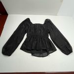 Savanna Jane Long Sleeve Babydoll Top Black Silver Tinsel‎ Size Medium Black Photo 7