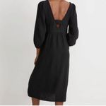 Madewell Midi Dress Size S Black Guaze V-Neck Gathered Waist Casual Versatile Photo 1