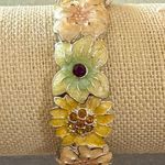 Enamel Jeweled Flower Bracelet Yellow Photo 0