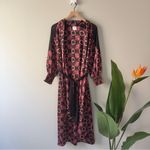 MISA Los Angeles Floral Wrap Dress Robe Long Sleeve Tie Waist Made in USA XS EUC Photo 3