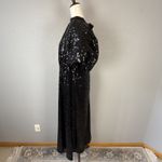 Tuckernuck  Black Shimmer Sequin Perris Maxi Midi Dress Size XXL Puff Sleeve Bow Photo 3