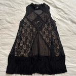 Free People Black lace and mesh layered dress raw edges back cut out Size small Photo 0