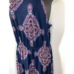 French Grey Women's Sleeveless Keyhole Maxi Halter Dress Blue Size Medium Photo 2