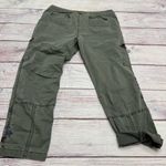 Sundance  Bloom Floral Embroidered Cargo Utility Pants Army Green Size 16 Photo 2