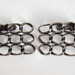 Vintage Signed Musi Shoe Clips Brushed Silver Metal Chain Links Photo 0