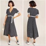 Anthropologie Maeve Breanna Polka Dot Wrap Midi Dress Black White Size 4 Photo 1