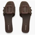 Birdies  Kiwi Slide Sandal in Chocolate Raffia Size 8.5 Putyin Leather Photo 0