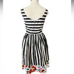 Modcloth  "Miss Mix it" Cute Floral Stripped Dress Black and White Size Medium Photo 7
