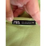 ZARA Lime Green Ruffle Short Sleeve Crop Top Photo 4