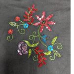 Vtg Y2K Faith Black Cotton Floral Embroidered Embellished Button Up Jacket M Size M Photo 3