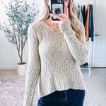 Free People Neutral Tan Beige Open Knit Sweater Photo 1