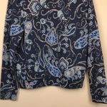H&M  Women’s Paisley Print Blue Beige Fleece Lined Crew Neck Sweatshirt Photo 2