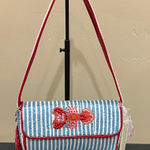 Made In India | 🦞 Nautical Striped Blue & Red Lobster Beaded Shoulder Bag Photo 0