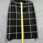 Monteau Pencil Skirt Womens XL Black Windowpane Check Rayon Stretch Knee Length Photo 3