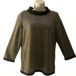 J. McLaughlin  Merino Wool Three Quarter Sleeve Sweater Brown Tan Large Photo 1