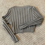 Love Tree Gray Cropped V-Neck Knit Sweater Photo 1
