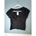 Madewell NWT  Twist Front Seamed Poplin 100% Cotton Top Black Women Size 2 Photo 4