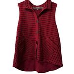 Habitat Clothes To Live In Knit Button Down Vest Women Size Large Artsy Fall Red Photo 0