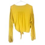 Madewell  Yellow Long Sleeve Tie Front V-Neck Crop Top Women Sz L Photo 1