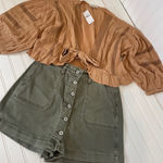 American Eagle NWT Tie Front Cropped Top & Green Denim Skort Bundle Size M 8 Photo 0