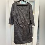 Jessica Howard  Gun Metal Steel Grey Ruched Formal Midi Dress Plus Size 24W Photo 9