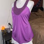 Iz Byer 2000s vintage style whimsical purple beaded sparkly neckline blouse Photo 1