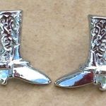 Boutique Silver Tone Western Cowboy Boots Stud Earrings Photo 0
