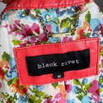 Black Rivet orange faux leather moto jacket size medium Photo 6