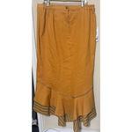 Odeliah Denim Orange Maxi Skirt Ruffle metallic hem long sz XL Western Cowgirl Photo 1