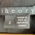 Theory  Miriam Deep V-Neck Black Sleeveless Dress 2 LBD Textured Floral Shift Photo 6