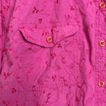 Denim & Co Vintage Pink Embroidered Button Down Shirt Women’s Sz Large Oversized Photo 1