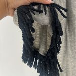 Ethereal Gray Wool Blend Fringe Trim Dolman Wide Sleeve Sleeve Sweater Dress Photo 4