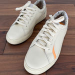 Keds  Cream Leather Sneakers with Orange Stripe‎ & Leopard Print Accent Photo 0