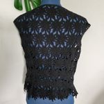 Black Cut Out Flower Crochet Top Size M Photo 3